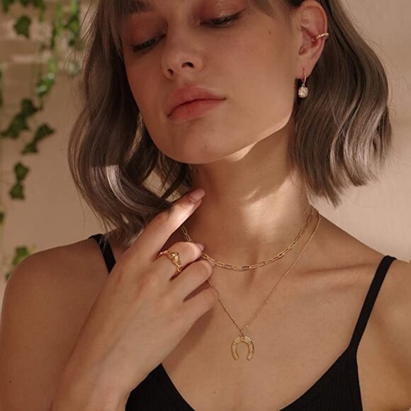 18k Gold Plated Dainty Gold Choker Arrow Bar Layering Long Necklace for Women - Picture 3 of 4